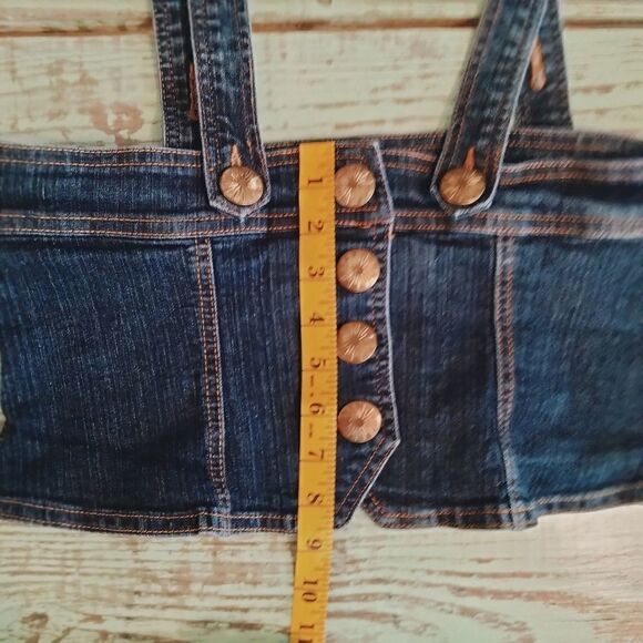 Sapphire Red Denim Halter Top Size XL 4 Button Closure - Picture 6 of 8